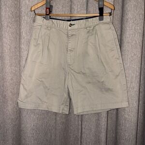 Tommy Hilfiger Relaxed Fit Pleated Chino Shorts Beige Sz 32x7‎ 1999